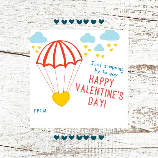 Parachute Heart Printable Valentine / Just Dropping By