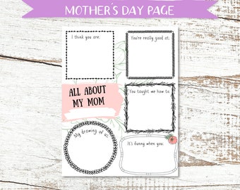 Printable Mother's Day Page for Mom - All About My Mom