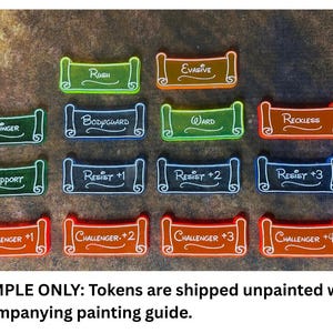 Lorcana Game Tokens – Unpainted Laser Cut Acrylic – Ability Tokens – Custom Set – Bodyguard, Ward, Rush + More