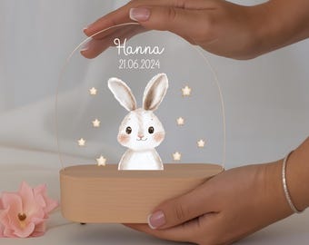 Personalisierte LED Nachtlampe Babyzimmer Waldtiere mit Namen, nachhaltiges Acryl Nachtlicht, Geschenk zur Geburt & Taufe.Weihnachtsgeschenk