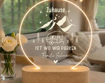 Personalized camping lamp with name, LED lantern for campers, caravan accessories, vanlife gift, outdoor light. Motorhome accessories.