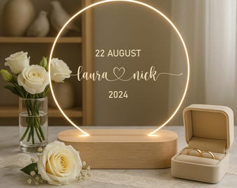 Personalized LED lamp – wedding gift with names & date. Unique couple gift. Wedding decoration. Couple gift. Anniversary gift.