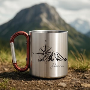 ParaCity Tasse à Café Isotherme En Acier Inoxydable Avec Poignée Et Couvercle - Tasse De Voyage à Double Paroi Sous Vide - Gobelet De Camping Pour Hommes Et Femmes - 355 Ml