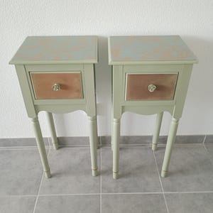 Pretty duo of boho chic style bedside tables