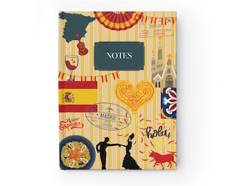 Spain Travel Journal: Madrid & Barcelona Design - Blank Notebook