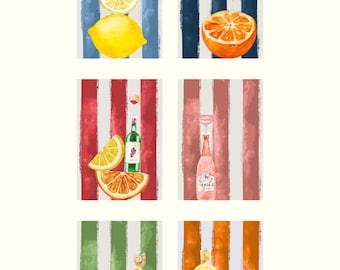 Euro Summer Aperitivo Notecards – Six Whimsical Drink Designs