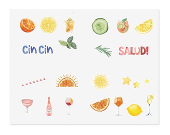 Aperitivo Escape Euro Summer Drink Designs Sticker Sheet