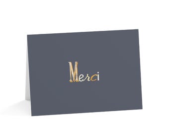 Ships Free! Merci -Thank You Greeting Card, French Parisian Typography