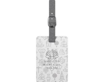 White Lotus Thailand Resort Luggage Tag, Travel Accessory, Polyester Baggage Tag