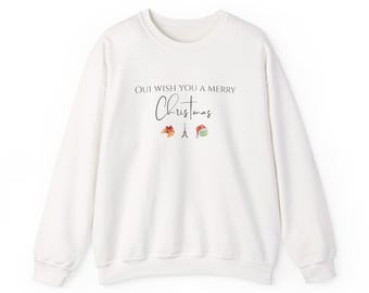 Oui Wish You a Merry Christmas-Paris France Inspired Graphic Holiday Sweatshirt