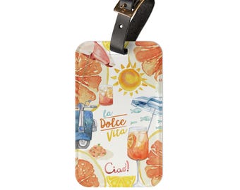Italian Summer Acrylic Luggage Tag with Leather Strap