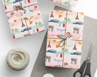 Paris France French-Themed Wrapping Paper Gift Wrap