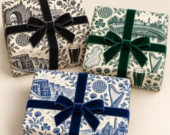 Ireland Toile Irish Themed- Wrapping Paper Gift Wrap in Three Colors