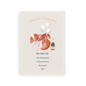 Claws for Celebration- Editable Party- Wedding- Shower- Champagne Lobster Invitation – Canva Template