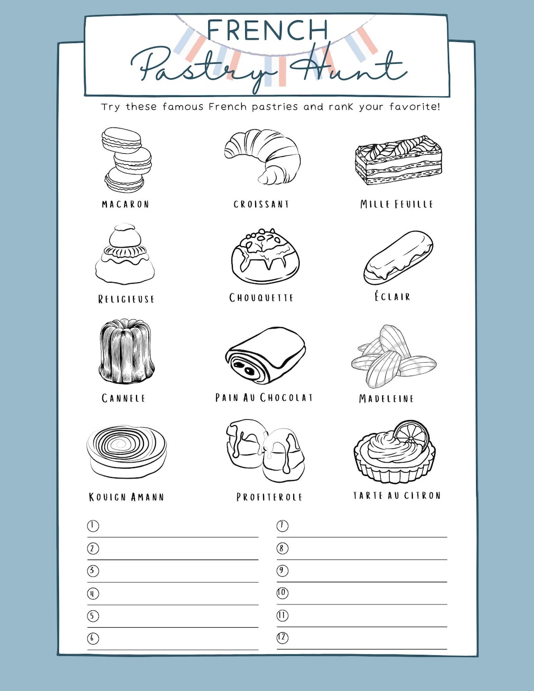 French Pastry Travel Scavenger Hunt/challenge. Travel Activity for ...