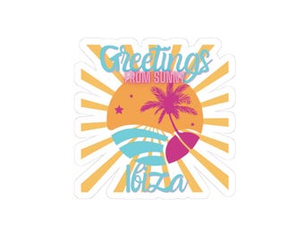 Sunny Ibiza Sticker: Travel Beach Summer Decor