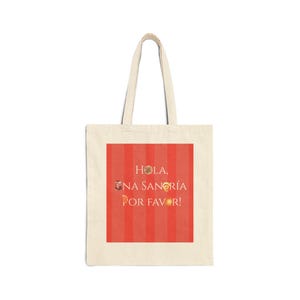 Bolsa de viagem de verão com estampa de lona de algodão e palavras em espanhol para os amantes da Espanha e da sangria
