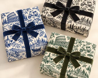 Italy Toile Italian Themed- Wrapping Paper Gift Wrap in Three Colors