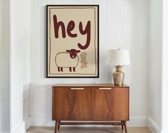 Funny Sheep Art Print – Hand-Drawn Farmhouse Nursery Decor (PDF)