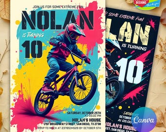Boy Bike Party Invitation Mountain Bike Party Invite Dirt Bike Party BMX Birthday Invitation BMX Bike Birthday Mountain Bike Birthday Invite
