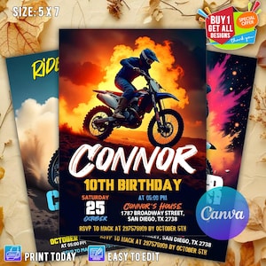 Dirt Bike-Geburtstags-Einladung, Motorrad-Party-Einladung, Dirt Bike-Abenteuer-Party, Motocross-Geburtstags-Party Einladung, Dirt Bike CANVA