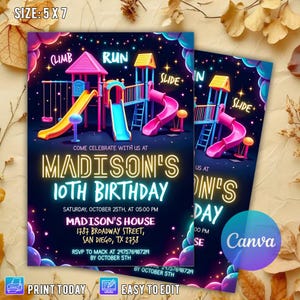 Editable Playground Birthday Invitation, Bounce Indoor Playground, EDITABLE Jungle Gym Party Invite Template, Soft Play Climb, CANVA