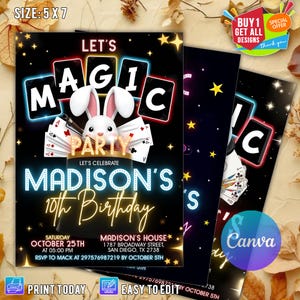 Editable Magic Show Invitation, Magic Show Invitation Instant Download, Magic Show Party Invite, Abracadabra Magic Show, Magic Show CANVA