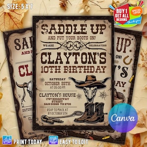 Cowboy Party Invitation, Western Theme Invitation, Western Birthday Invitation, Western Hoedown Birthday Party Invitation Western Invite