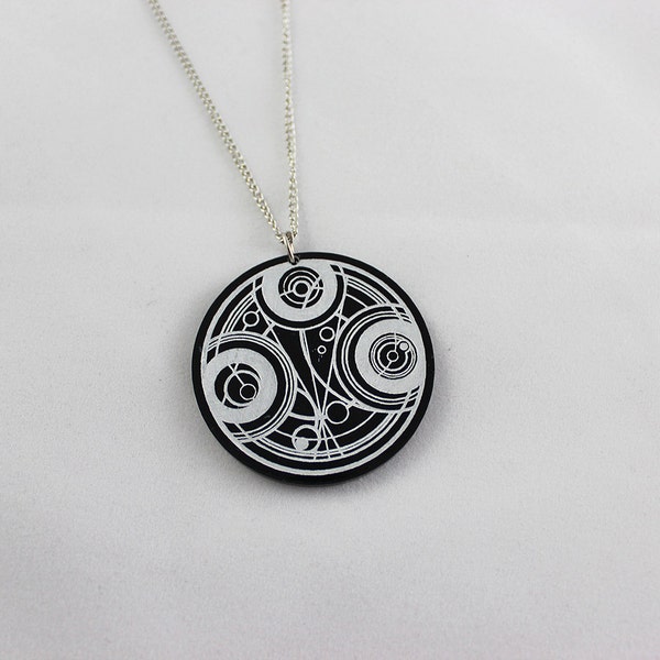 Doctor Who Necklace - Gallifreyan Timelord Seal Etched Pendant