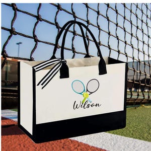 Tennis Tote Bag Custom Tennis Tote Bag Tennis Sport Gift for Her Personalized Tennis Bag Tennis Love Bag Tennis Coach Gift Canvas Tote Bag