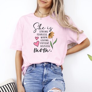 Cute Mother Gift T-shirt, She is Strong Fearless Warm Mom Shirt, Mom Shirt, Gift for Mom Shirt, Mother&#39;s Day Shirt
