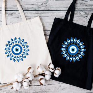 Evil Eye Tote Bag, Boho Tote Bag, Reusable Tote Bag, Tote Bag With evil eye, Beach evil eye protection tote bag, Beach Bag