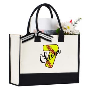 Personalized Softball Tote Bag: Custom Name & Number, Game Day Gift