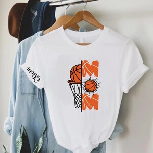 Custom Basketball Shirt, Game Day Custom Your Name Number Basketball, Basketball Mom Gift, Custom Basketball Squad With Heart On Sleeve
