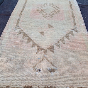 2 x 3 tapis, petit tapis, tapis de sol, 2 x 3 tapis vintage, tapis naturel, paillasson, tapis de cuisine, tapis en laine fait main beige rose, tapis décoratif 1,10 x 3,4 pi