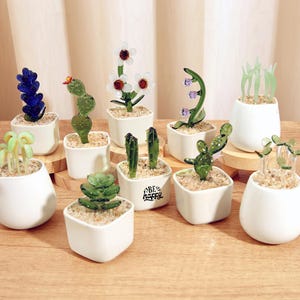 Handmade Glass Succulents, Glass Potted Plants, Glass Flowers, Cactus Lover, Glass Flowers for Desk,Stained glass,farewell gift for coworker