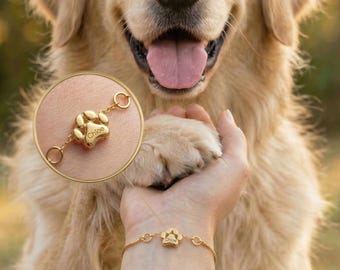 Bracelet personnalisé 3D avec empreintes de pattes avec nom gravé, bijoux commémoratifs personnalisés pour animal de compagnie, cadeau commémoratif pour chien, souvenir réglable pour maman de chien