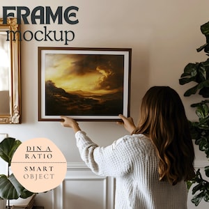 Horizontal Wallart Frame Mockup, Person Holding Frame Mockup ,Art _ Art Frame Mockup Horizontal ,PSD, Mock Up Frames Horizontal