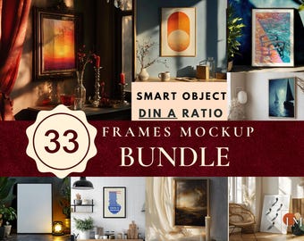 33  Frames Mockup Interior Bundle, DIN A, Art _ frame mockup, Frame mockup Reflective,  Minimal frame, Wallart Mockup, Frame Mockup