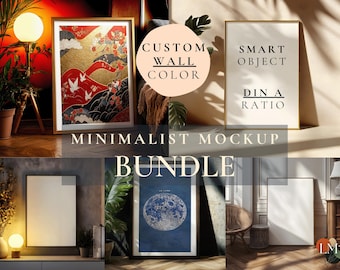 Wallart Frames Bundle Mockup, 10 Minimalist Frames DIN A, PSD bundle Set, Canvas Posters and Wall Art Templates, Close Up, Vertical