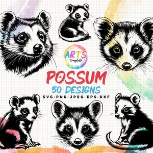 possum bundle svg png jpeg eps dxf bundle silhouette clipart cricut vector commercial use custom opossum cutting file possum art templates