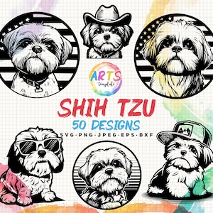 pacchetto di bandiera USA per cani shih tzu svg png jpg eps dxf bundle silhouette clipart cricut vettore uso commerciale personalizzato bandiera USA per cani shih tzu svg animale domestico
