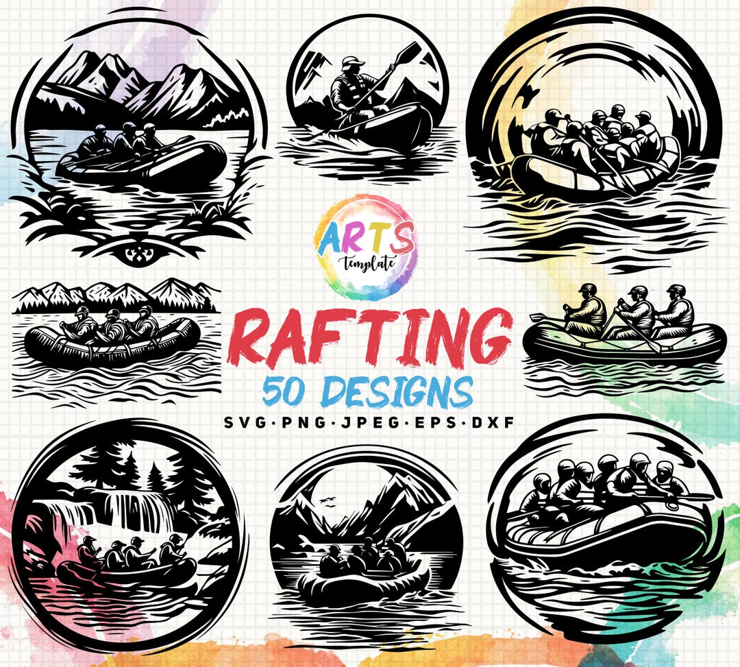 Rafting Art Template Svg Png Jpeg Dxf Bundle Silhouette Clipart Cricut ...