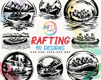 Rafting Adventure SVG Bundle: Silhouette Clipart, Cricut Vector (Digital Download)