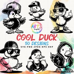 cool duck art template svg png jpg dxf bundle silhouette clipart cricut vector commercial use custom cool duck illustration animal cutting