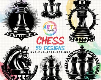 Chess Pieces Vector Bundle, Knight, Queen, King (svg, png, jpg, eps, dxf)