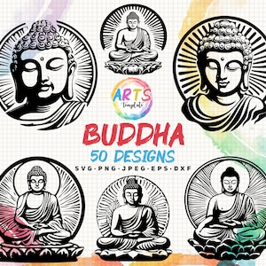 buddha bundle svg png jpeg eps dxf bundle silhouette clipart cricut vettore uso commerciale personalizzato buddha meditazione buddha arte vettore clipart