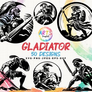 gladiator bundle svg png jpeg eps dxf bundle silhouette clipart cricut vector commercial use custom gladiator bundle fighter warrior art svg