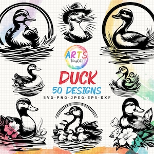 duck bundle svg png jpeg eps dxf bundle silhouette clipart cricut vector commercial use custom duck animal bird flower cowboy cute duck dxf