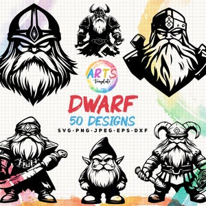 dwerg krijger bundel svg png jpeg eps dxf bundel silhouet clipart cricut vector commercieel gebruik aangepaste dwerg krijger kunst sjablonen dwerg